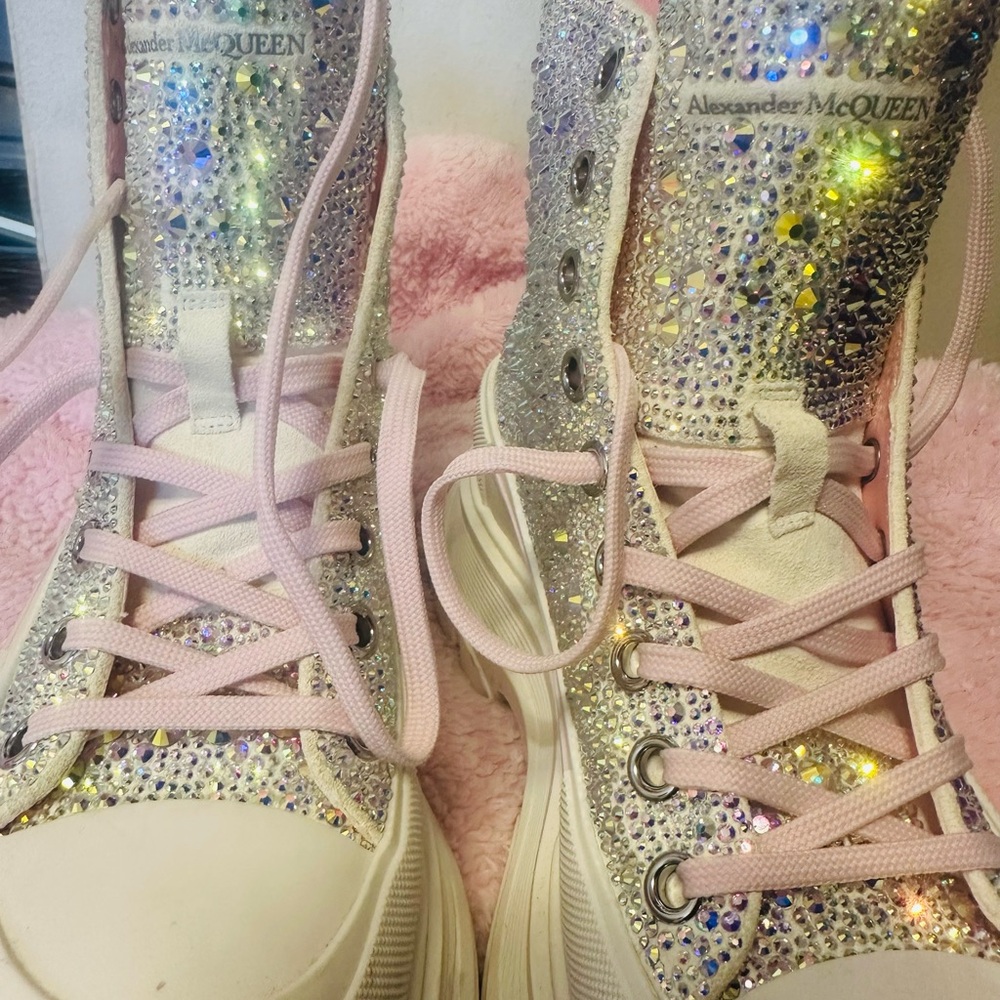 Alexander McQueen Pink Glitter Sneakers - Picture 2 of 6